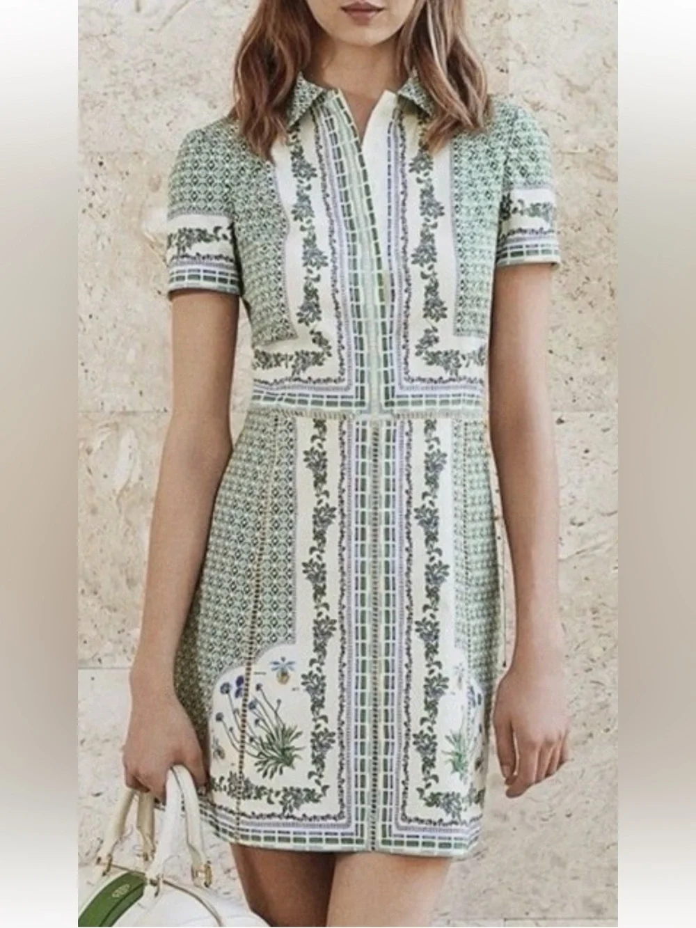 TORY BURCH TALIA BOTANICAL SHIRTDRESS,FLORAL GREEN~RARE SIZE 6